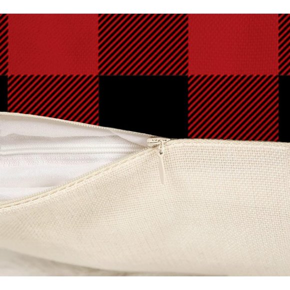 18''x18'' 4 Red Black Farmhouse Emotion Buffalo Check Christmas Pillow Covers - Picture 6 of 10